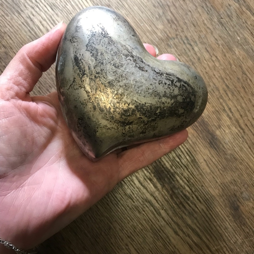 Vintage Silver Plated Puffy Heart Bell Paperweight Decor